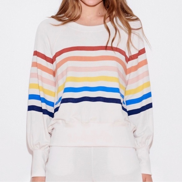 Sundry Colored Striped Raglan Long Sleeve Sweatshirt Sz 1 Sm Soft Modal Blend - Picture 1 of 13